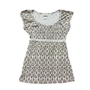 y2k self esteem milkmaid lace runched top babydoll sz L